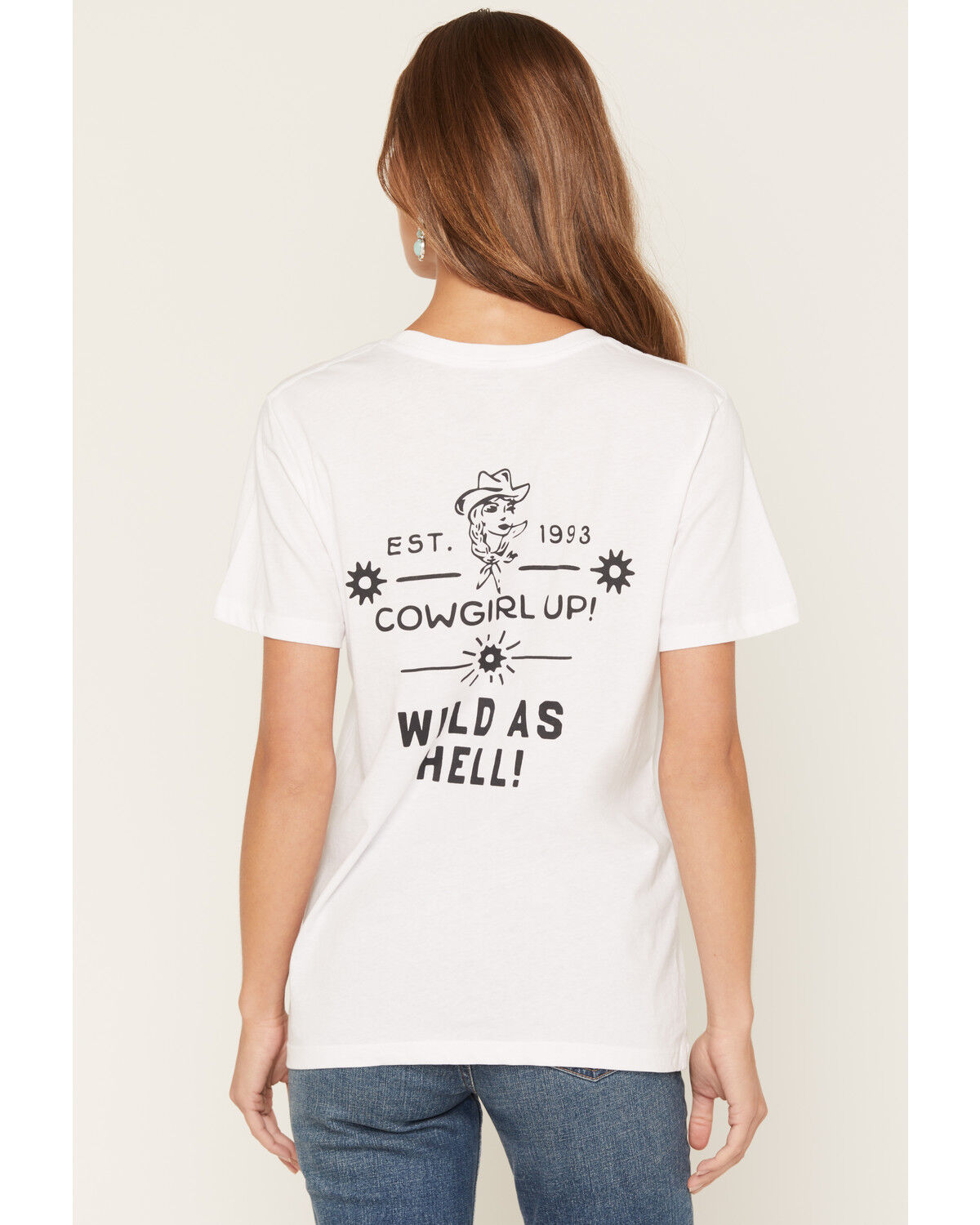 Cowgirl Up Women's Cowgirl State Of Mind Short Sleeve Graphic Tee, White, hi-res