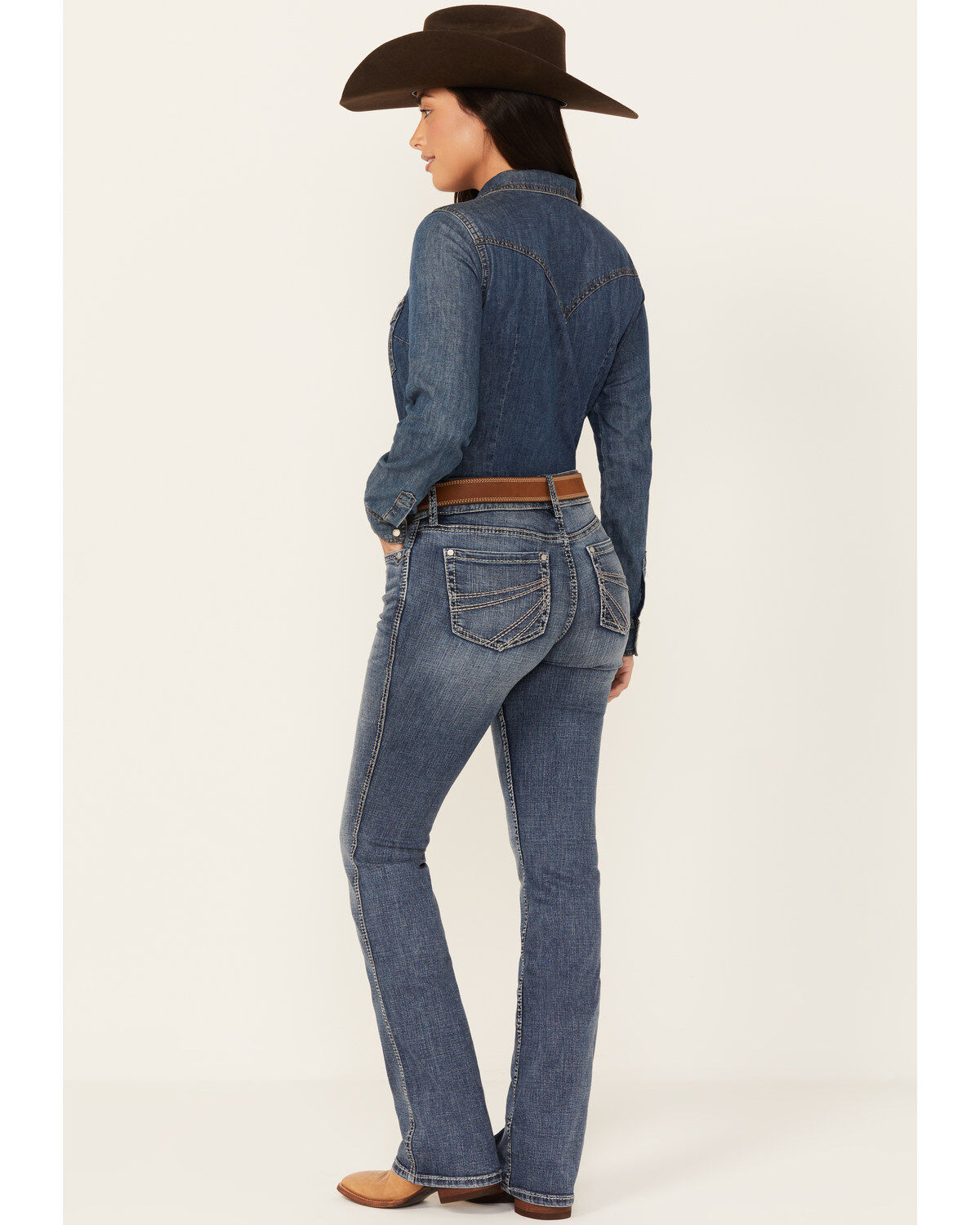 Image #3 - Shyanne Women's Shay Mid Rise Bootcut Performance Stretch Denim Jeans, Medium Wash, hi-res