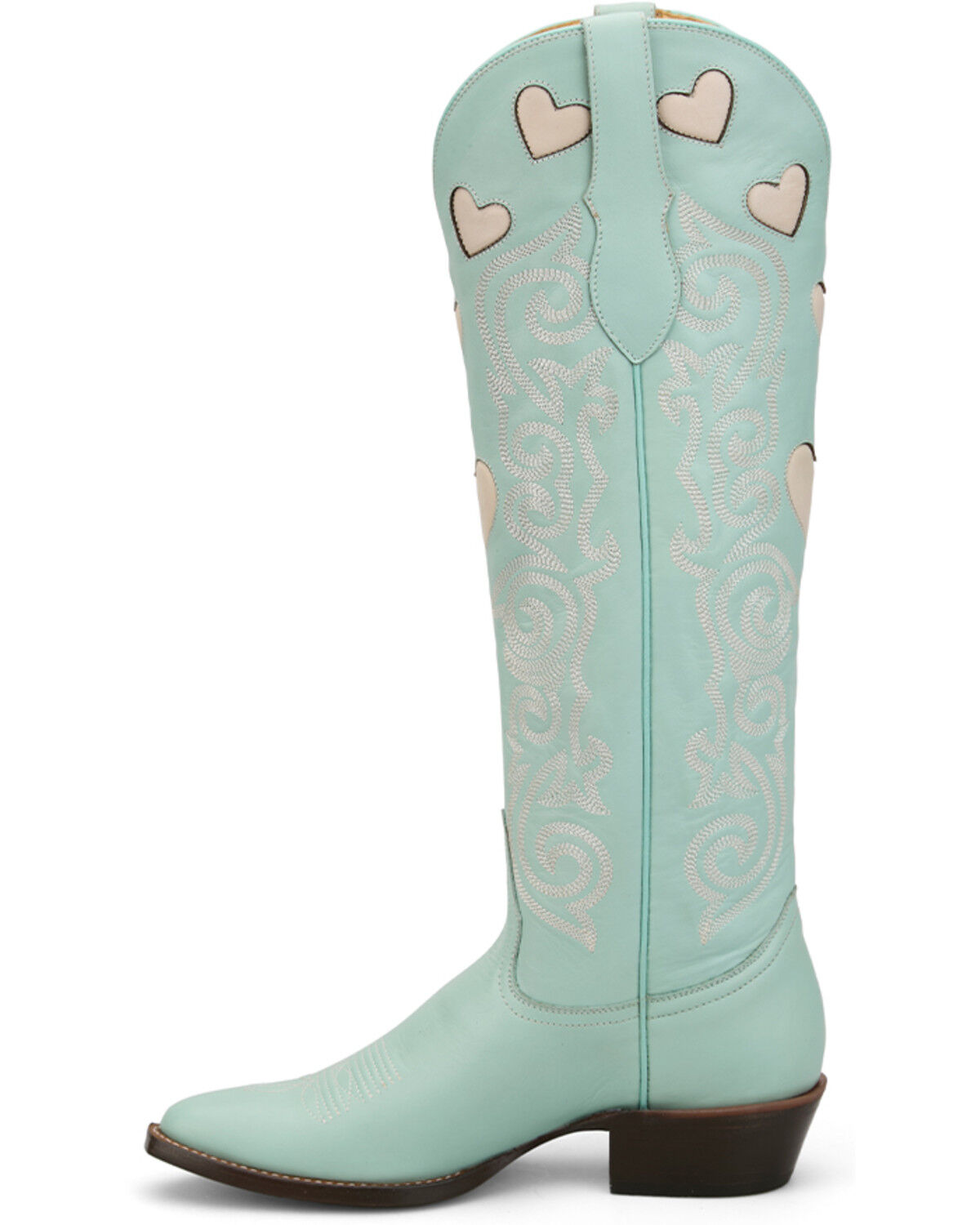 Image #3 - Justin Women's Heart Inlay Tall Western Boots - Snip Toe, Blue, hi-res