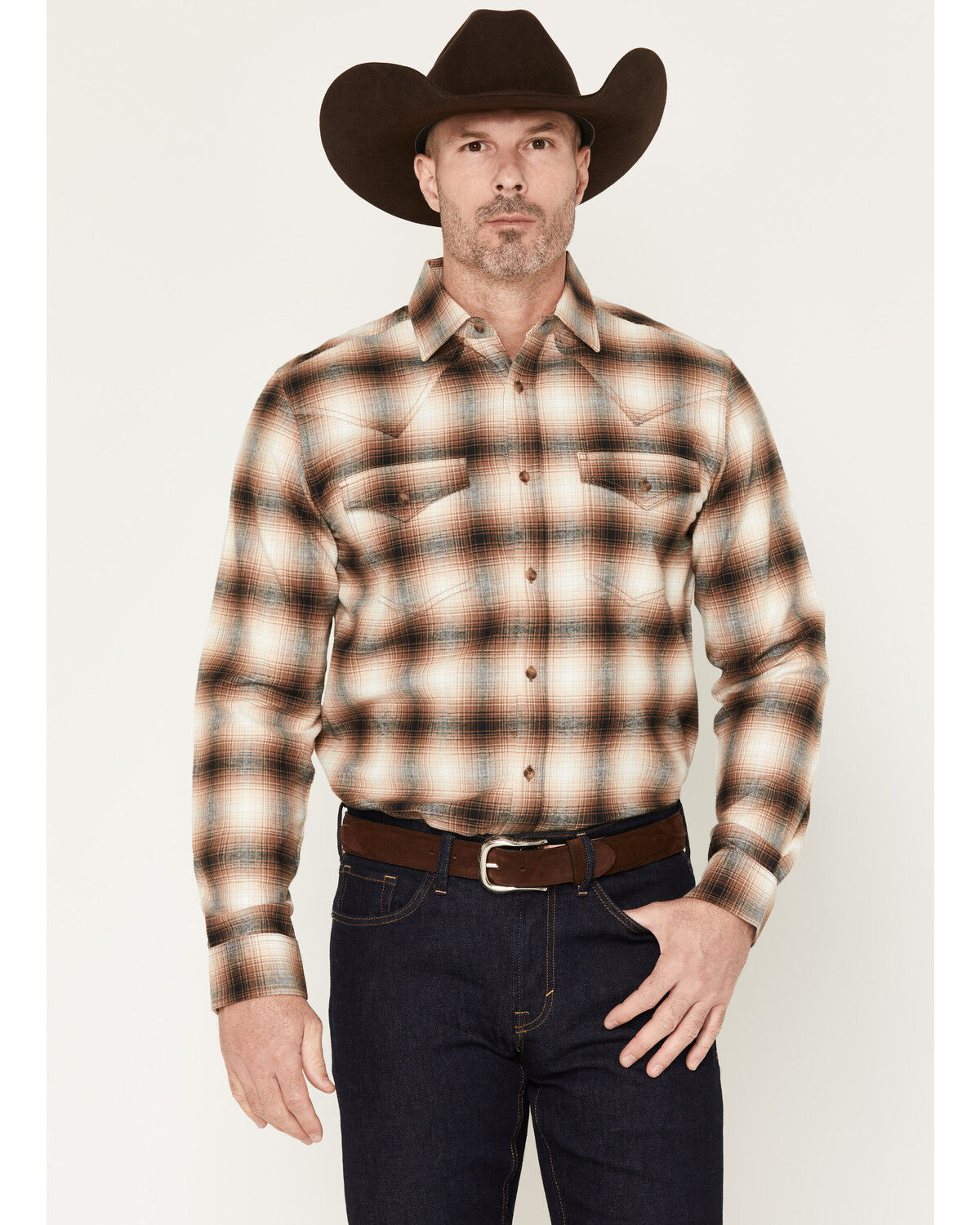 Cody James Black 1978&reg; Men's Broadwater Plaid Print Long Sleeve Button-Down Flannel Shirt, Tan, hi-res