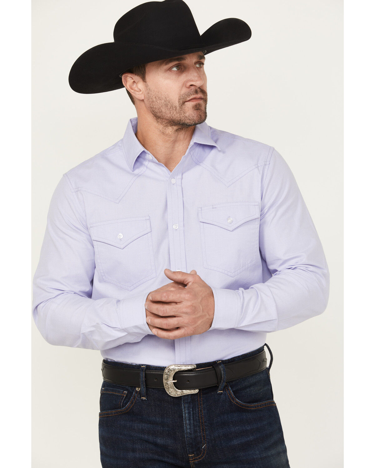 Cody James Black 1978&reg; Men's Lawman Solid Long Sleeve Button-Down Western Shirt, Light Blue, hi-res