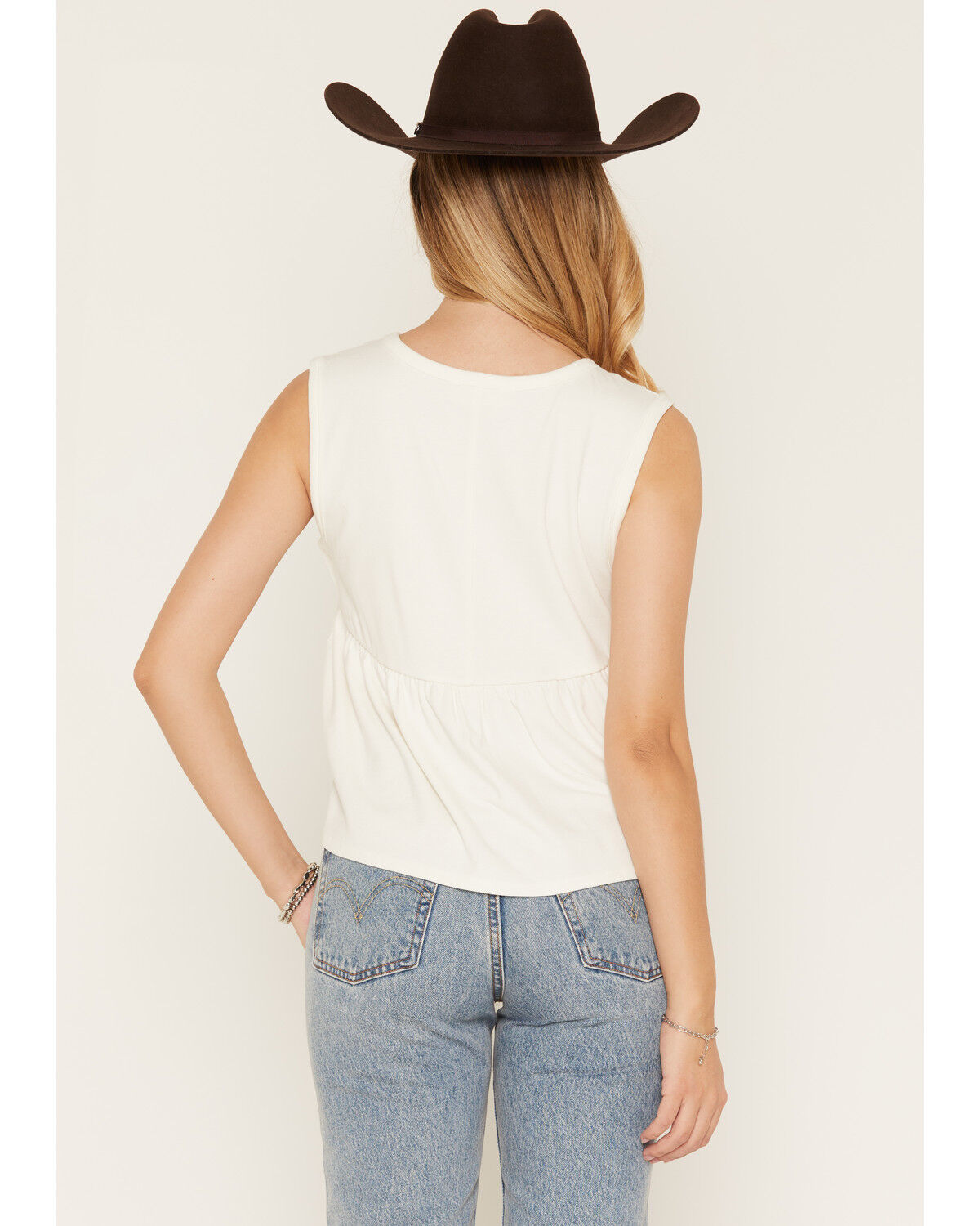 Image #4 - By Together Women's Solid Pin Tuck Sleeveless Tank Top, Cream, hi-res