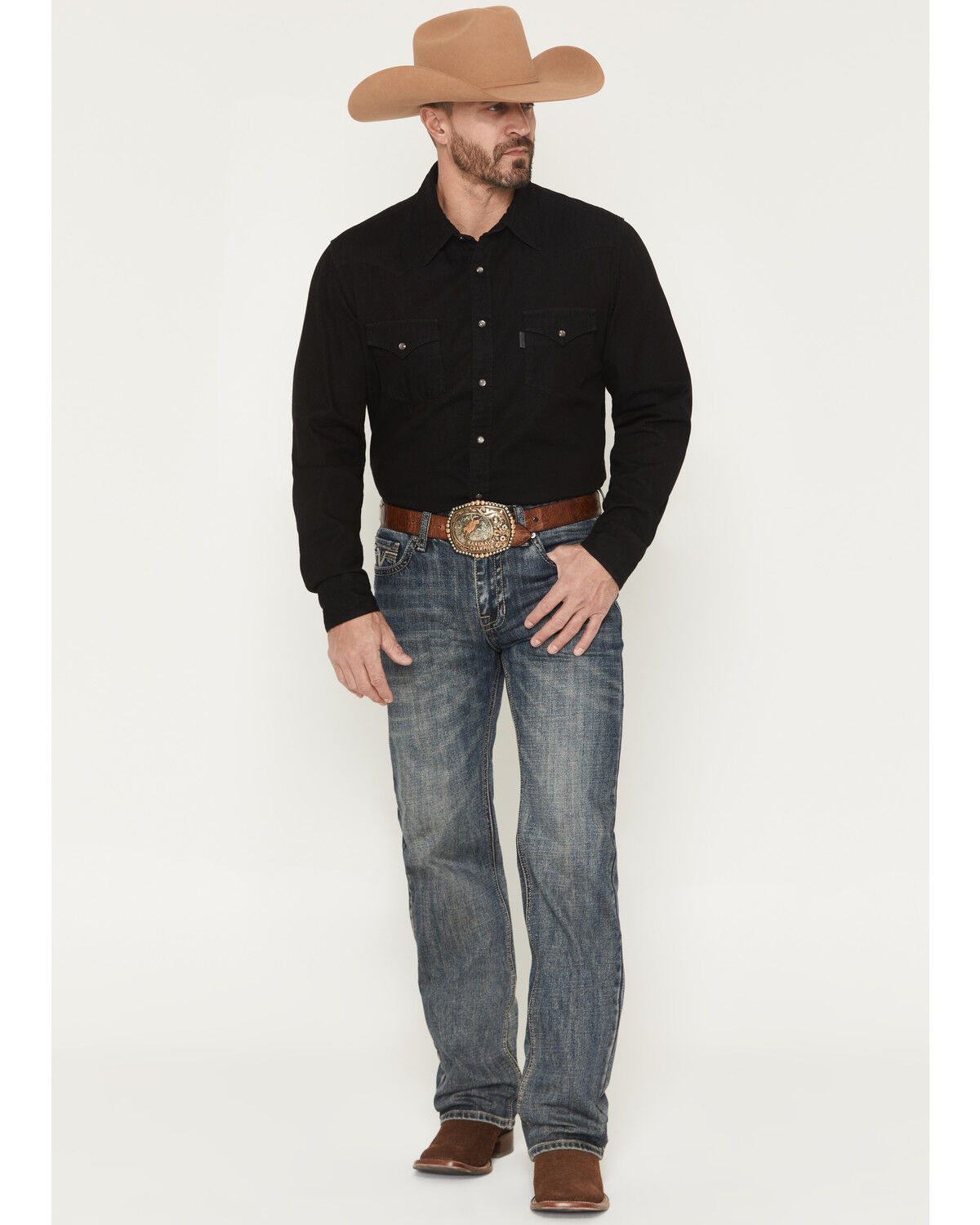 Image #1 - Rock & Roll Denim Men's Double Barrel Medium Wash Relaxed Straight Boot Denim Jeans, Medium Wash, hi-res