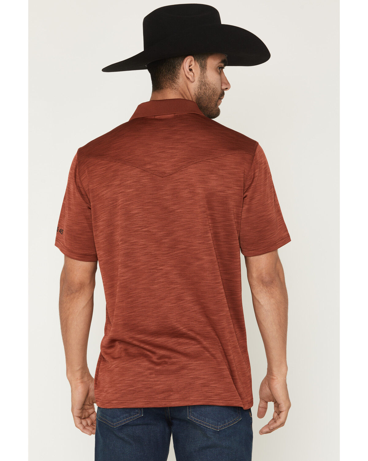 Image #4 - RANK 45&reg; Men's Heeler Heathered Solid Short Sleeve Polo, Brick Red, hi-res