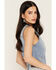 Image #2 - 26 International Women's Embroidered Denim Vest, Blue, hi-res