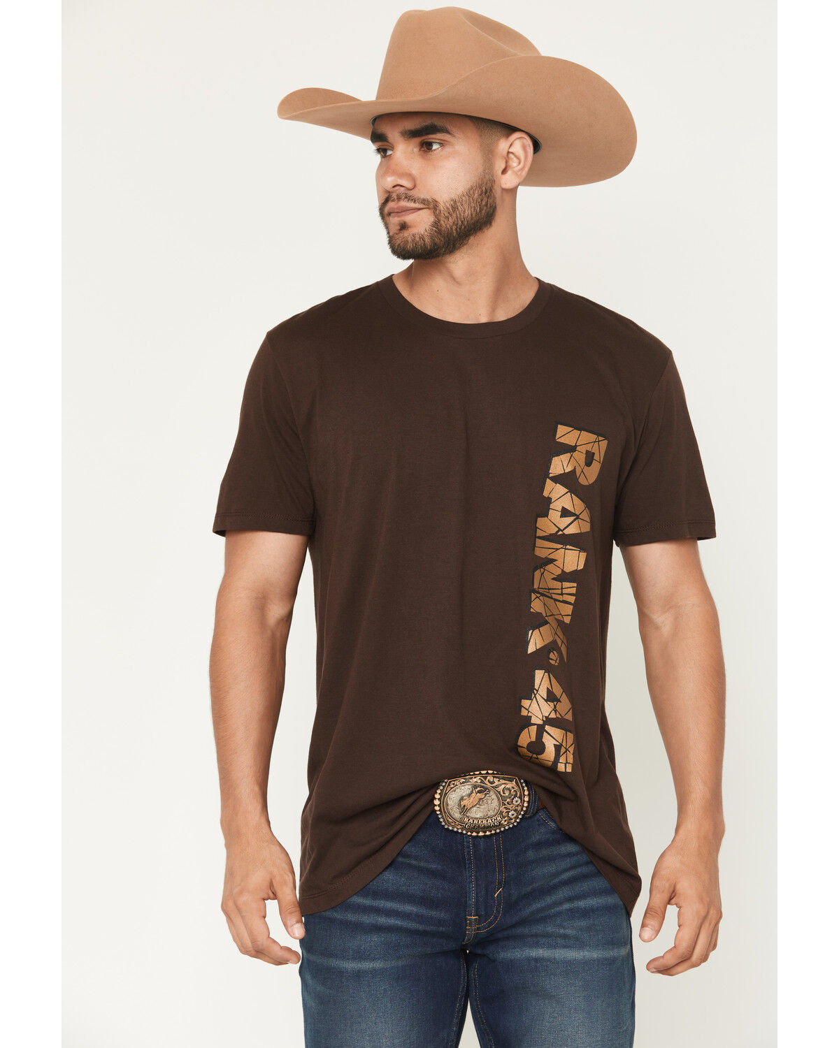 Image #1 - RANK 45&reg; Men's Shattered Short Sleeve Graphic T-Shirt, Dark Brown, hi-res