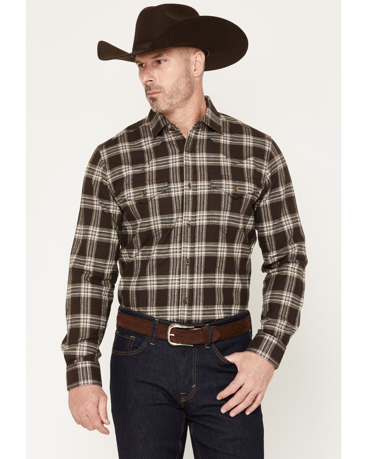 Cody James Black 1978&reg; Men's McCone Plaid Print Long Sleeve Button-Down Flannel Shirt, Dark Brown, hi-res