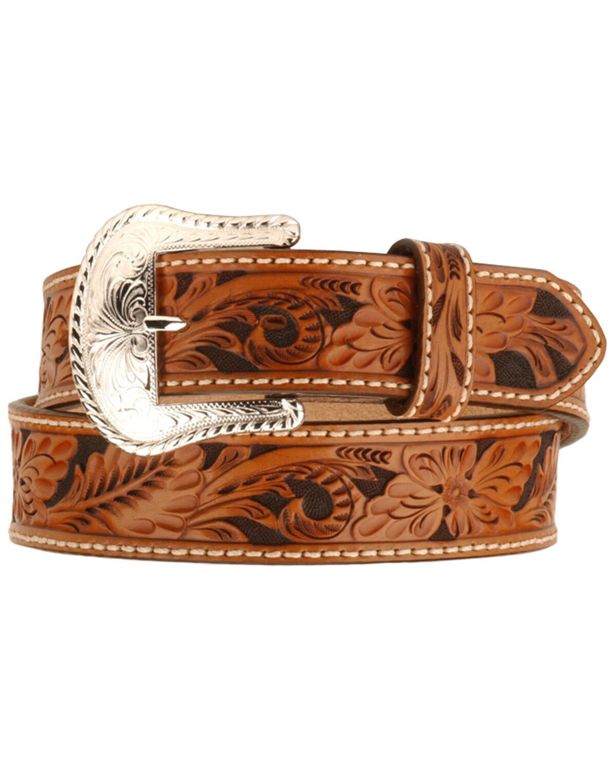 Image #1 - Tony Lama Men's Tooled leather Belt, Tan, hi-res