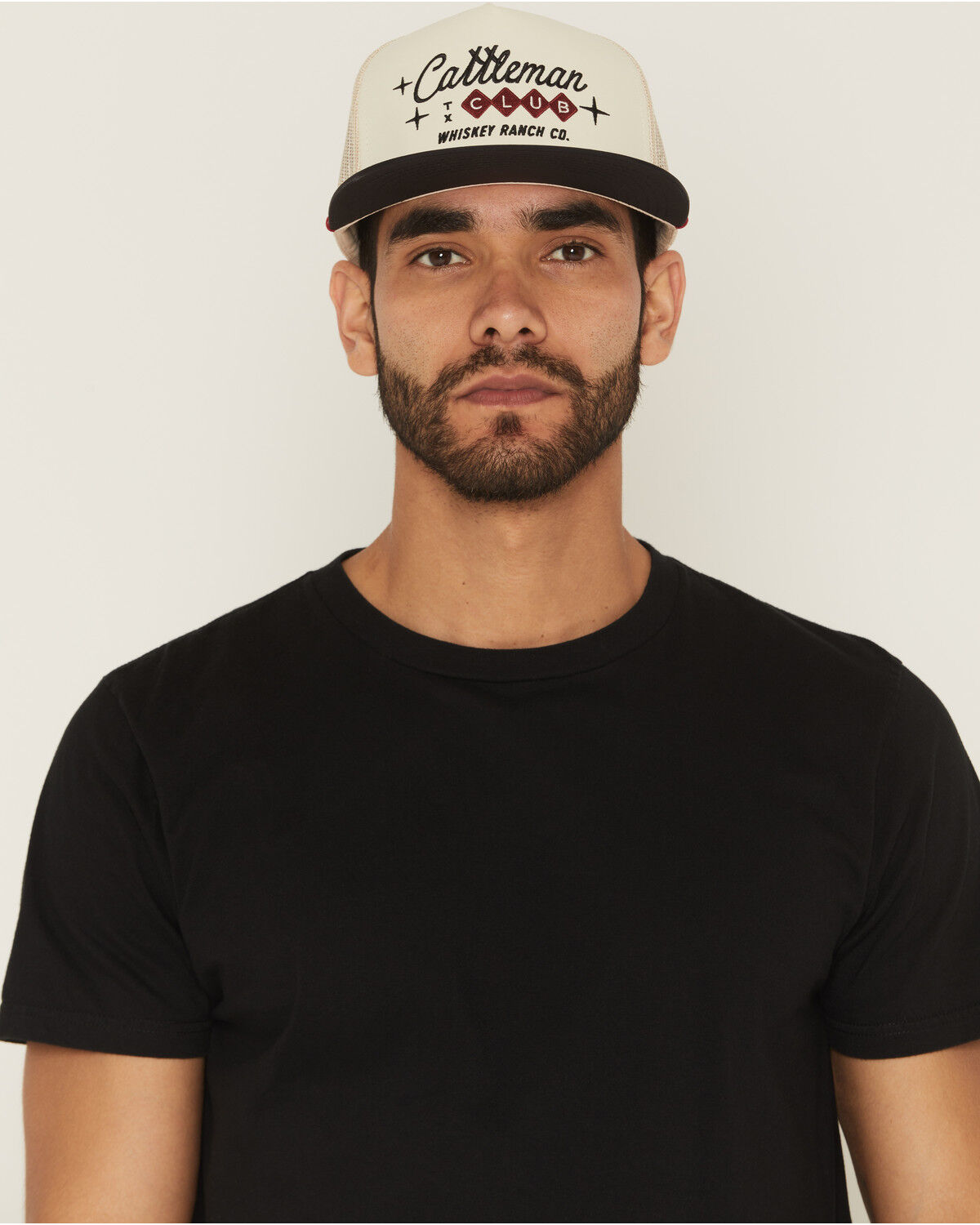 Image #1 - Whiskey Bent Men's The Vegas Cattleman Club Ball Cap, Cream/blue, hi-res