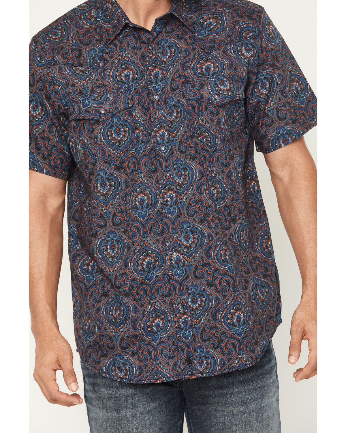 Image #3 - Moonshine Spirit&reg; Men's Hay Day Medallion Print Short Sleeve Western Shirt, Blue, hi-res