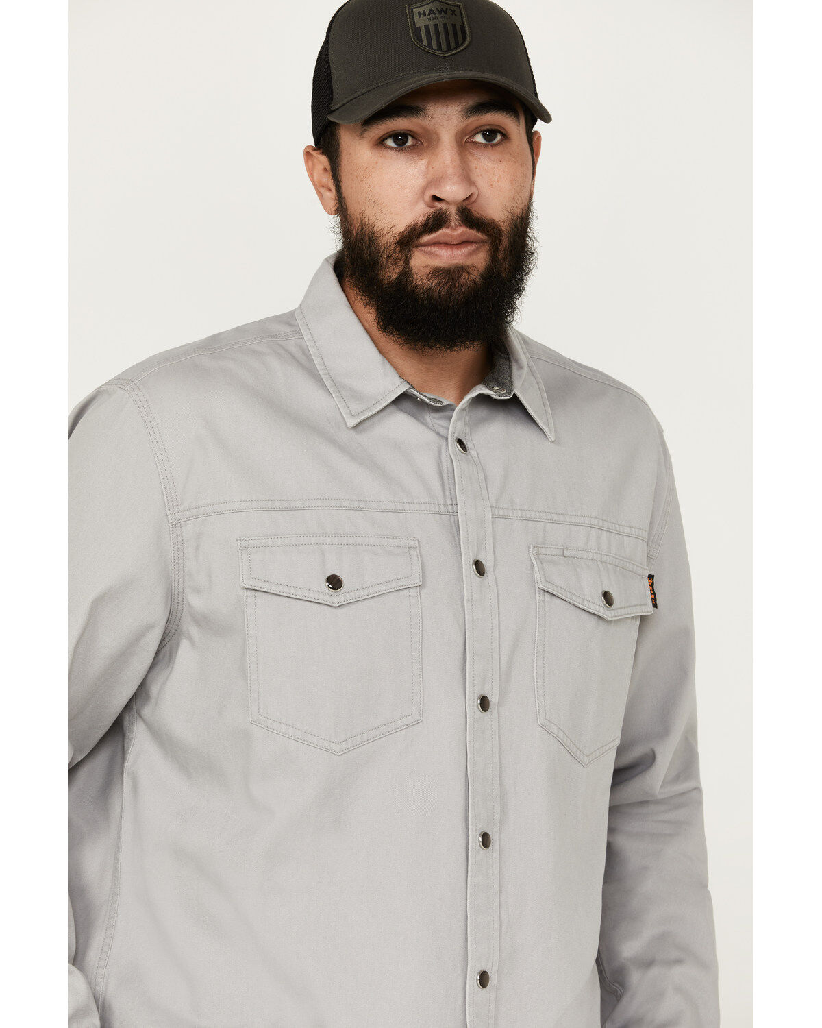 Image #2 - Hawx Men's All Out Woven Solid Long Sleeve Snap Work Shirt, Grey, hi-res