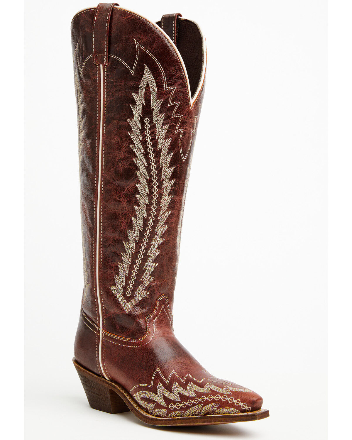 Laredo Women's Roxelle Wide Calf Tall Western Boots - Snip Toe, Red, hi-res