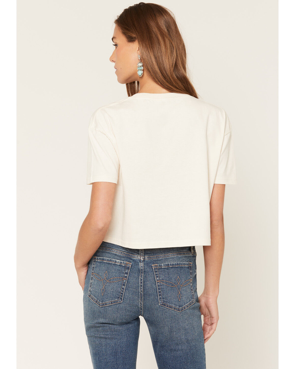 Image #4 - Cowgirl Up Women's Way Out West Short Sleeve Cropped Graphic Tee, Cream, hi-res