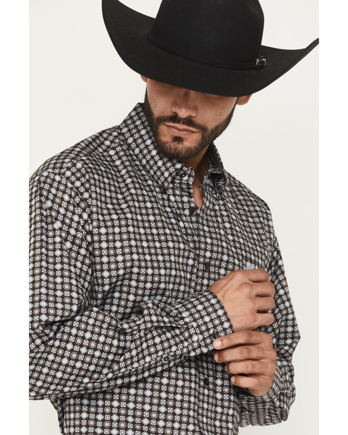 Image #2 - Cinch Men's Medallion Print Long Sleeve Button-Down Western Shirt, Brown, hi-res