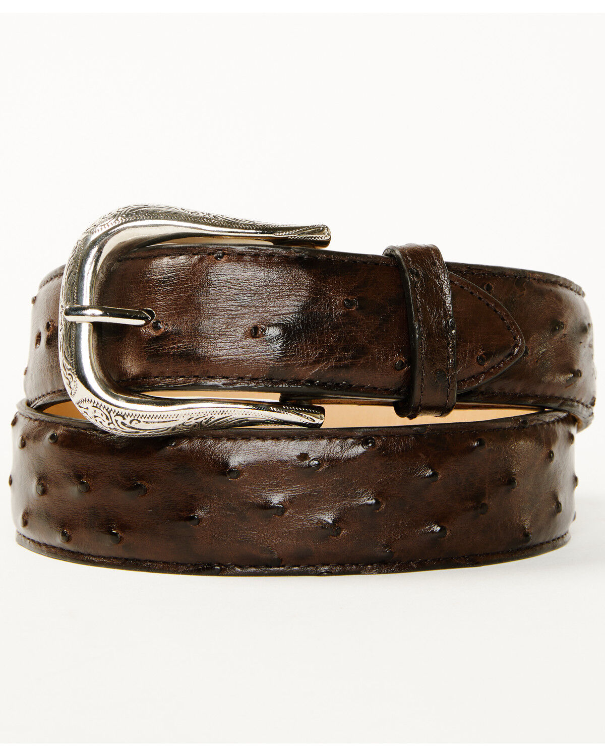 Image #1 - Cody James Black 1978&trade; Men's Exotic Full-Quill Ostrich Belt, Dark Brown, hi-res