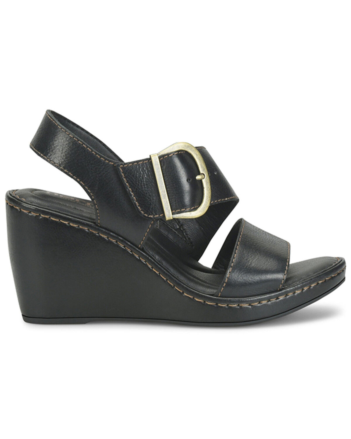 Image #2 - Born Women's Sapphire Wedge Sandals, Black, hi-res