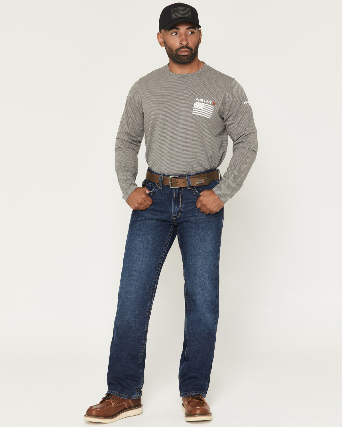 Ariat Men's M4 Rebar Medium Wash Acclimatized Relaxed Bootcut Stretch Denim Jeans, Medium Wash, hi-res
