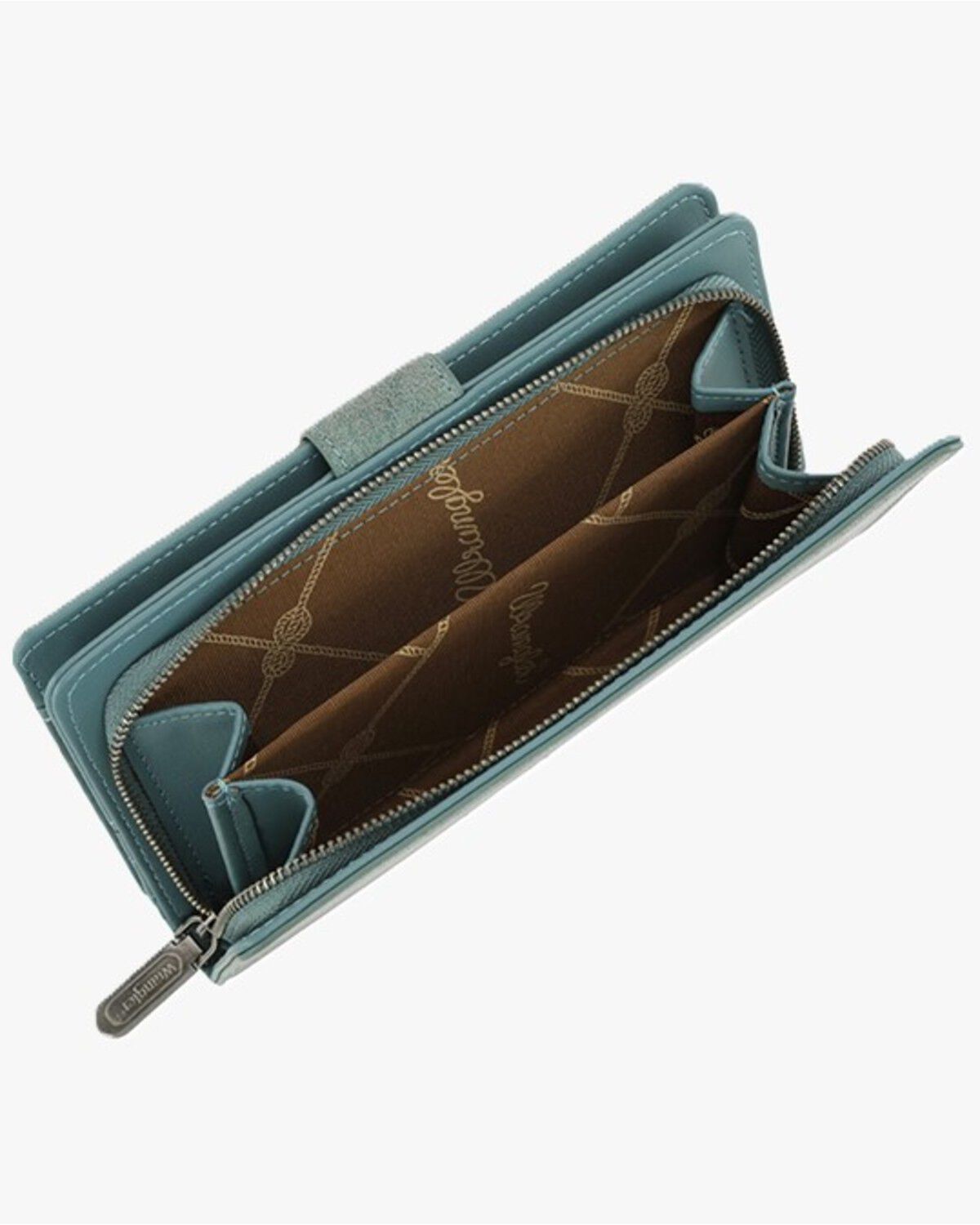 Image #2 - Wrangler Women's Floral Tooled Wallet, Turquoise, hi-res