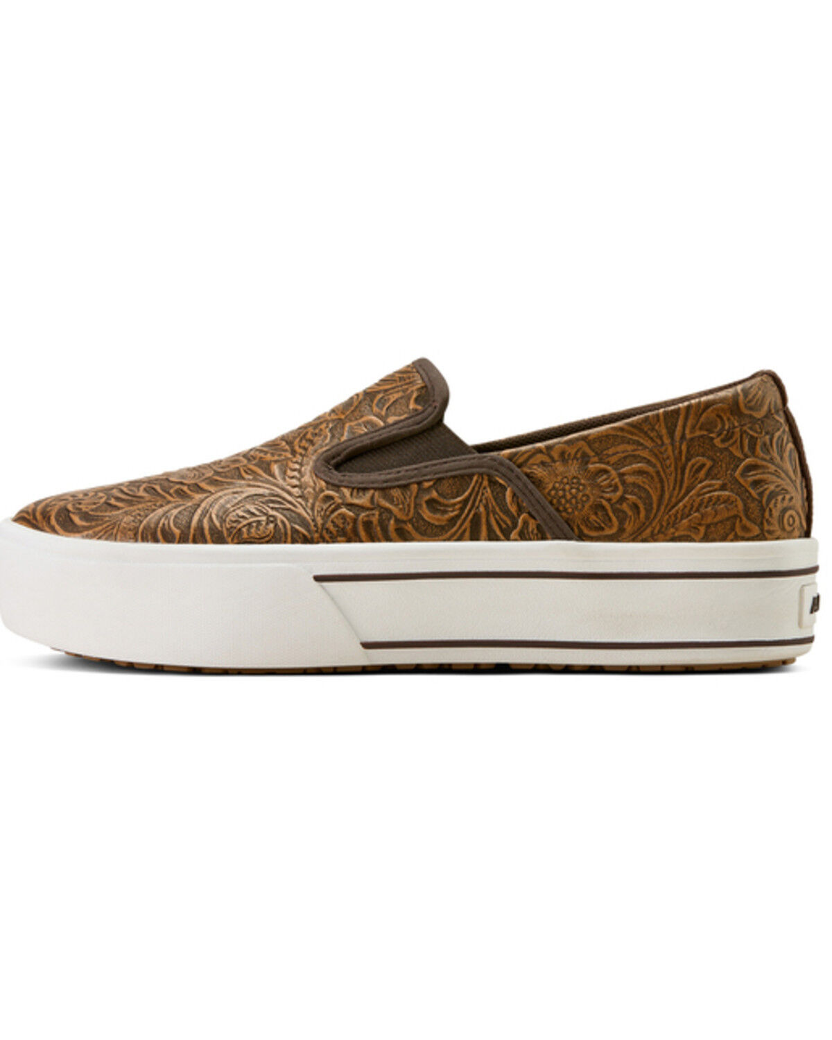 Image #2 - Ariat Women's Skylar Floral Embossed Slip-On Casual Shoes - Round Toe, Brown, hi-res