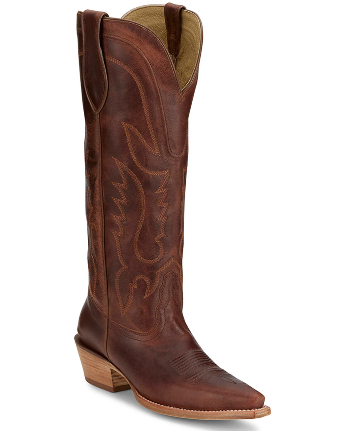 Tony Lama Women's Derby Jess Tall Western Boots - Snip Toe, Cognac, hi-res