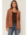 Image #1 - Shyanne Women's Ainsley Embroidered Fringe Faux Suede Blazer, Bark, hi-res