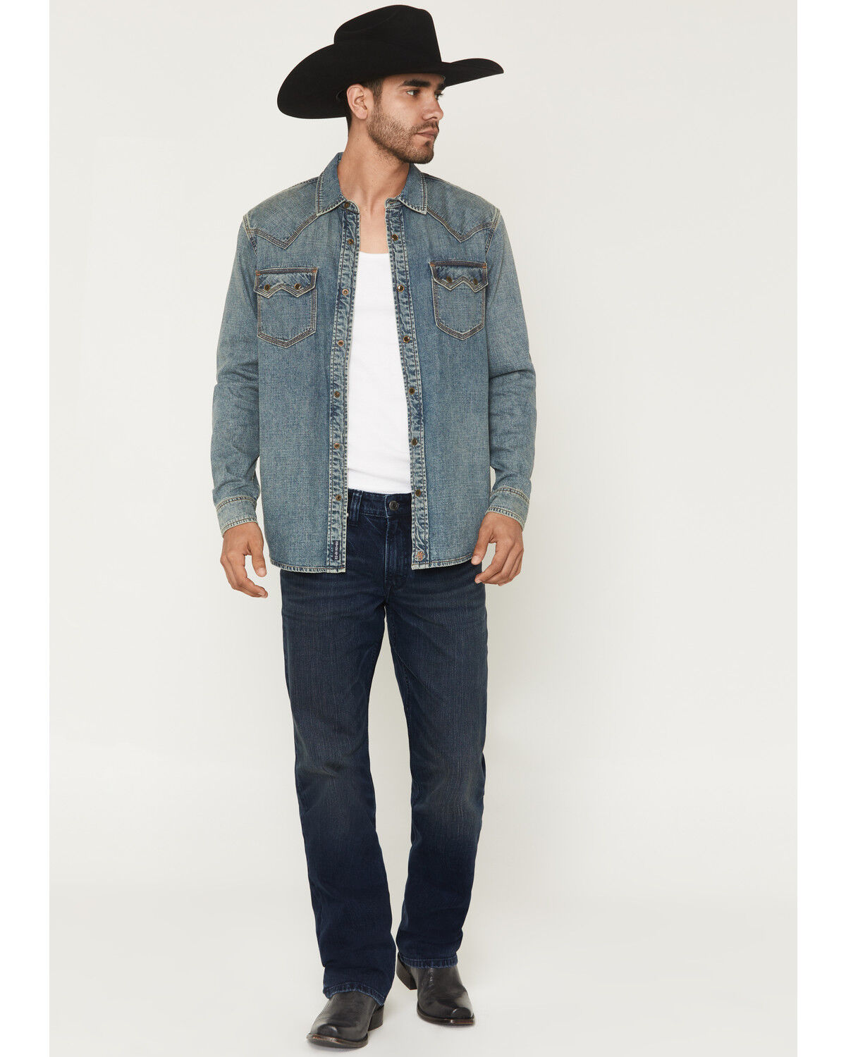 Image #1 - Moonshine Spirit&reg; Men's Dallas Wash Decker Slim Straight Stretch Denim Jeans, Dark Wash, hi-res