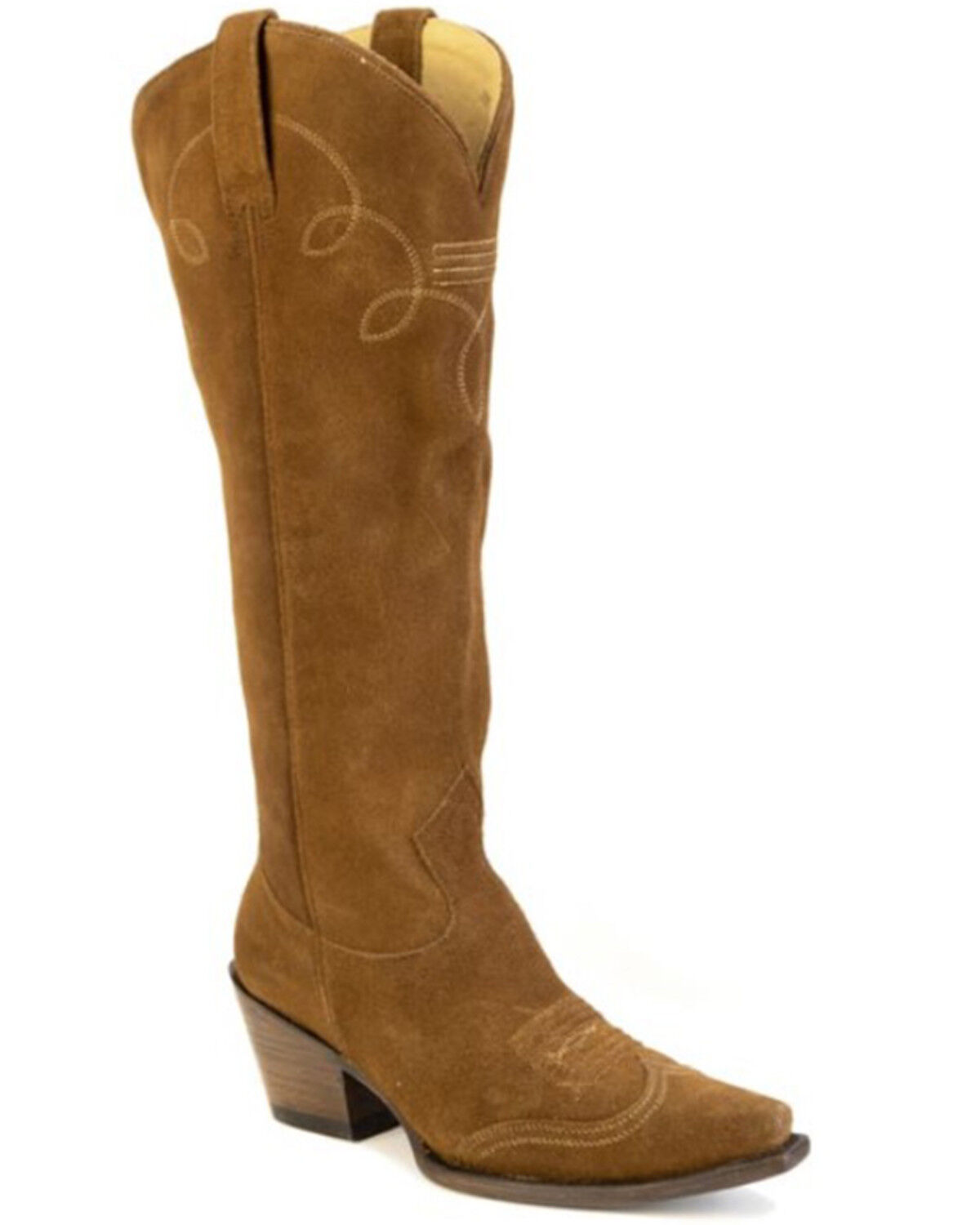 Stetson Women's Gemma Suede Tall Western Boots - Snip Toe, Brown, hi-res
