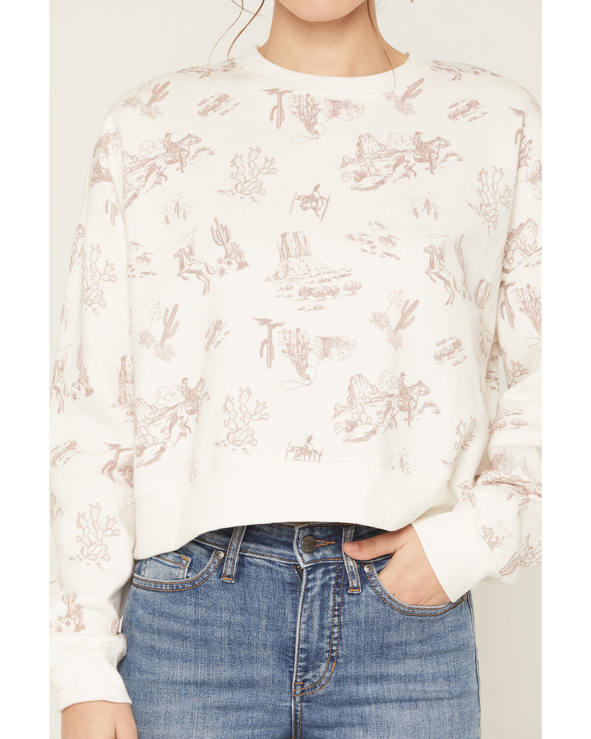 Image #3 - Originality Women's Conversational Print Crew Neck Sweatshirt, Cream, hi-res