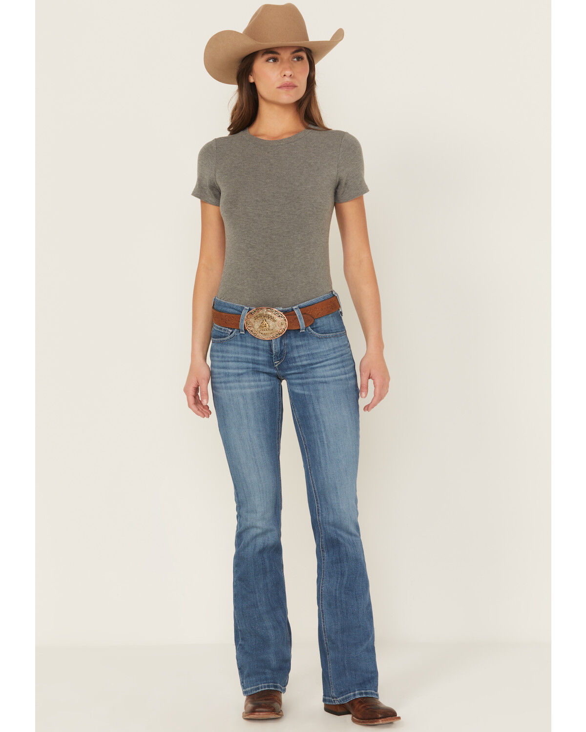 Ariat Women's Mid Rise Patricia Stretch Main Bootcut Jeans, Blue, hi-res