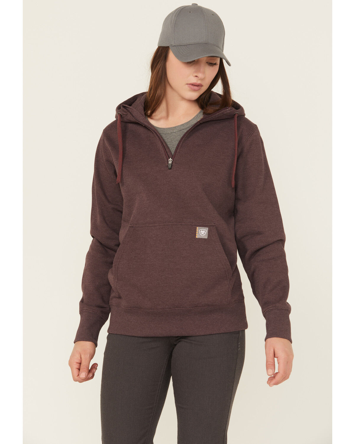 Ariat Women's Rebar Skill Set 1/2 Zip Pullover, Brown, hi-res