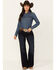 Image #1 - Shyanne Women's Tess Mid Rise Trouser Performance Stretch Denim Jeans, Dark Wash, hi-res