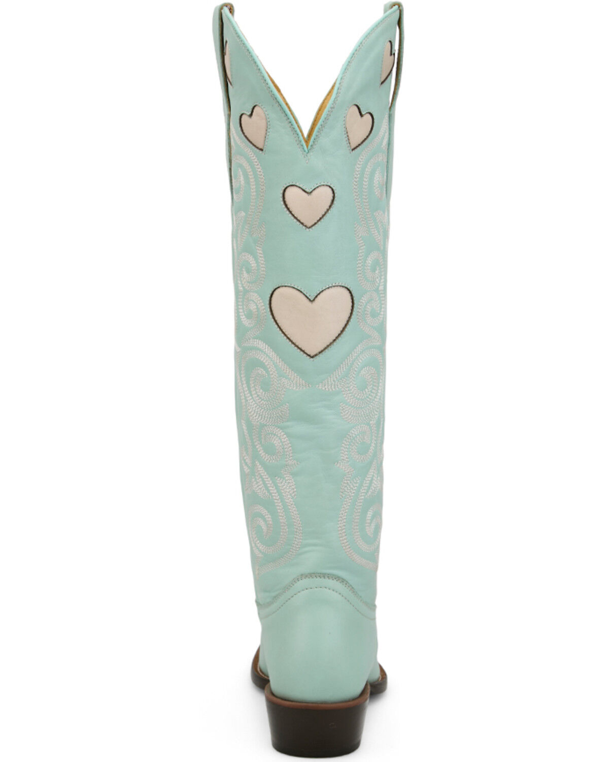 Image #5 - Justin Women's Heart Inlay Tall Western Boots - Snip Toe, Blue, hi-res