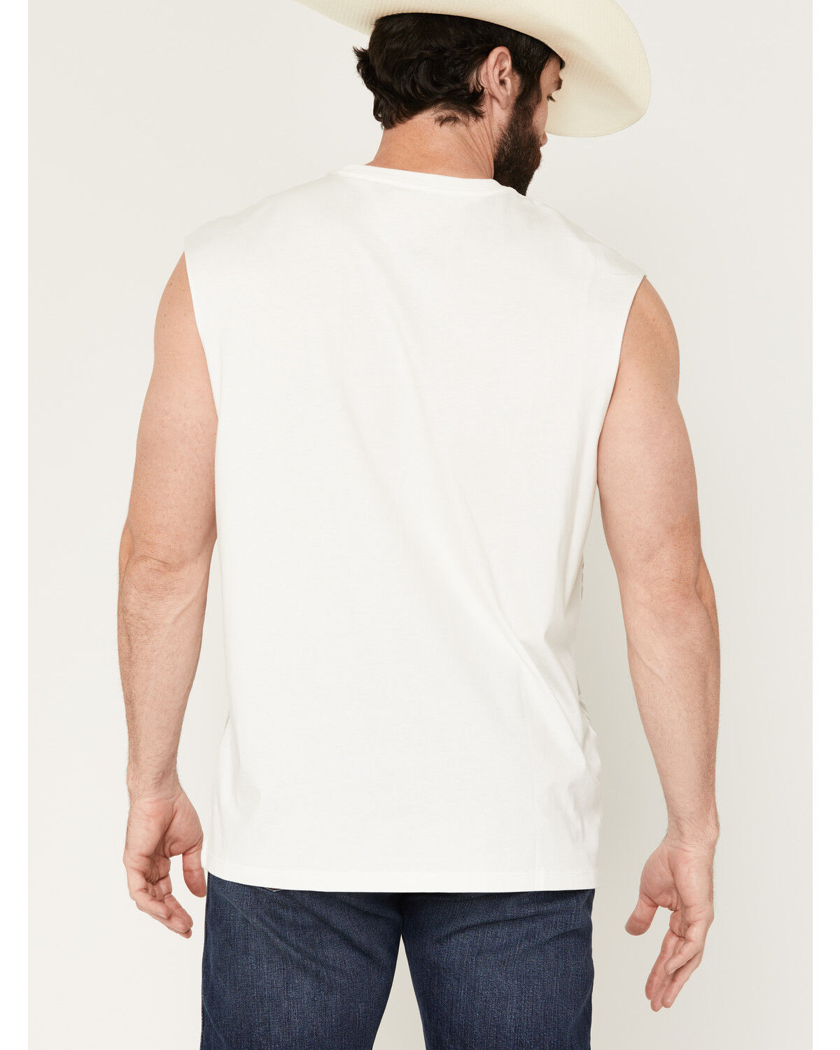 Image #4 - Wrangler X Coors Banquet Men's Logo Cutoff Muscle T-Shirt, Off White, hi-res
