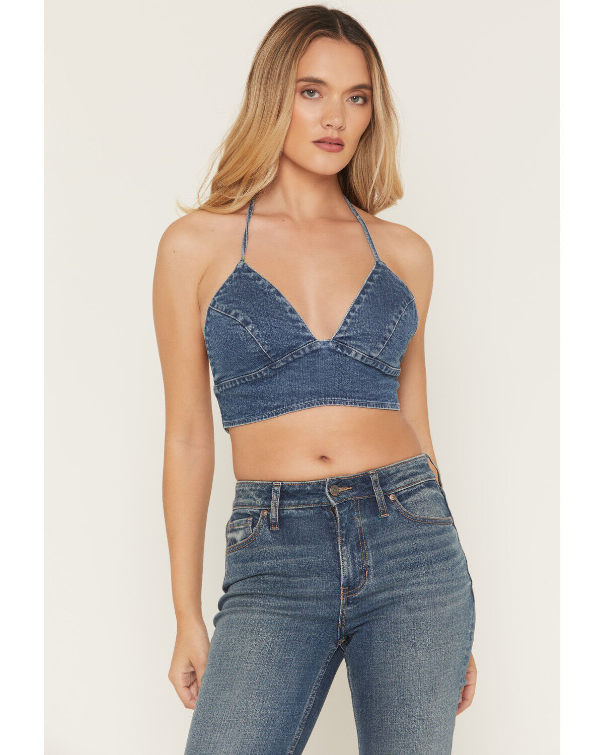 Image #3 - Cleo + Wolf Women's Cleo Medium Wash Denim Bralette, Medium Wash, hi-res