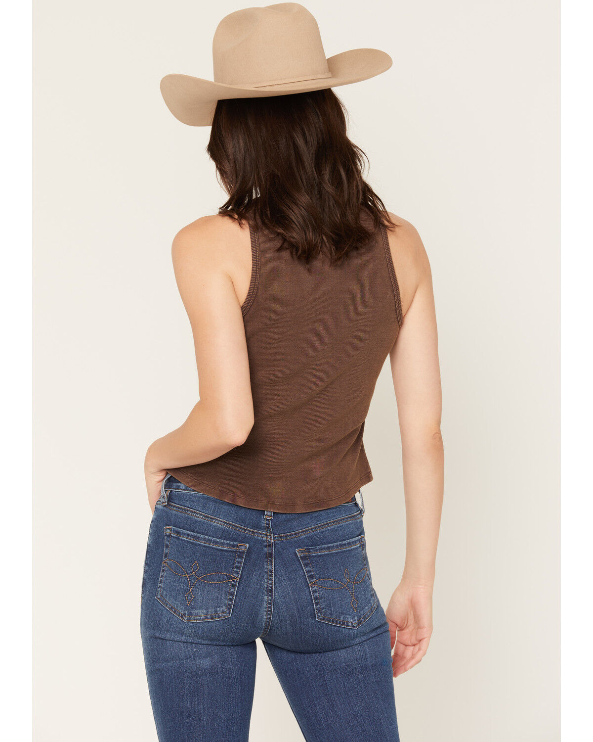 Image #4 - Shyanne Women's Robin Hat Graphic Tank Top, Dark Brown, hi-res