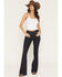 Image #1 - Shyanne Women's Birdie Dark Wash Luna High Rise Flare Stretch Denim Jeans, Dark Wash, hi-res