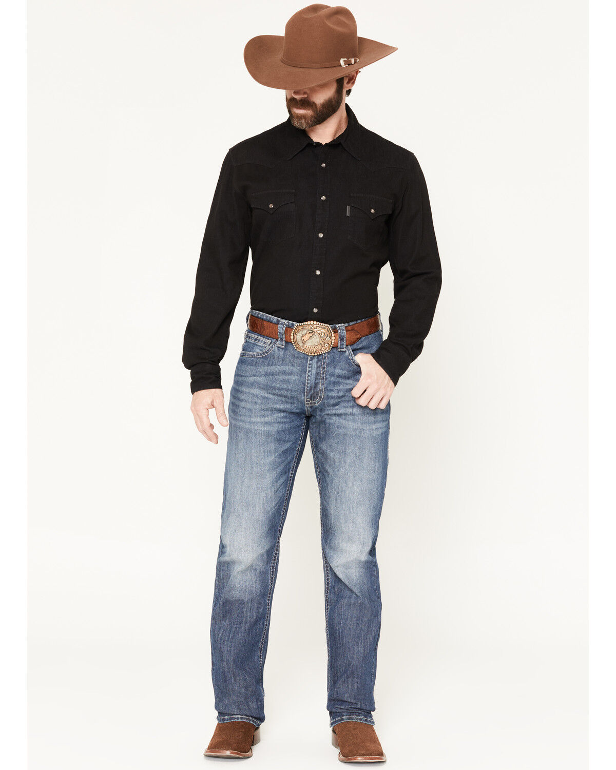 Image #1 - Rock & Roll Denim Men's Small "V" Reflex Revolver Slim Straight Jeans, Indigo, hi-res