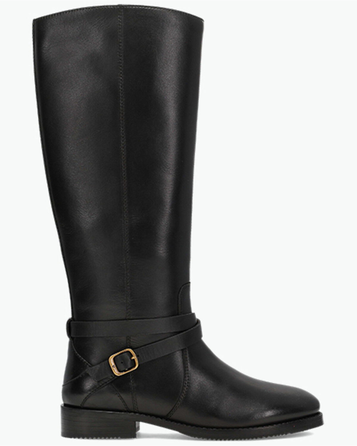 Image #2 - Frye Women's Melissa Belted Riding Wide Calf Fashion Boots - Round Toe, Black, hi-res