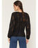 Image #4 - Wild Moss Women's Solid Lace Long Sleeve Button-Down Peasant Top, Black, hi-res