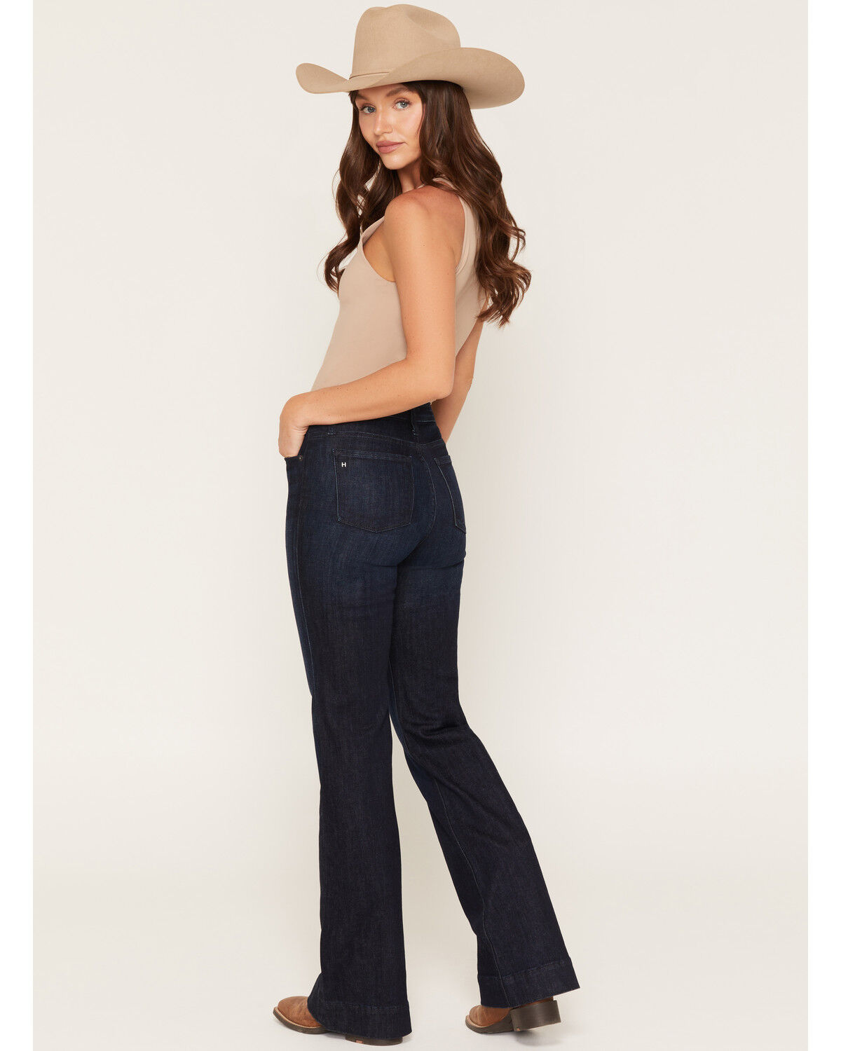 Image #3 - Haala Women's Deep Ocean Dark Wash Bella Trouser Flare Stretch Denim Jeans, Dark Wash, hi-res