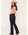 Image #3 - Haala Women's Deep Ocean Dark Wash Bella Trouser Flare Stretch Denim Jeans, Dark Wash, hi-res