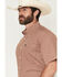 Image #2 - Cinch Men's Boot Barn Exclusive Micro Floral Geo Print Short Sleeve Button-Down Stretch Western Shirt, Brown, hi-res