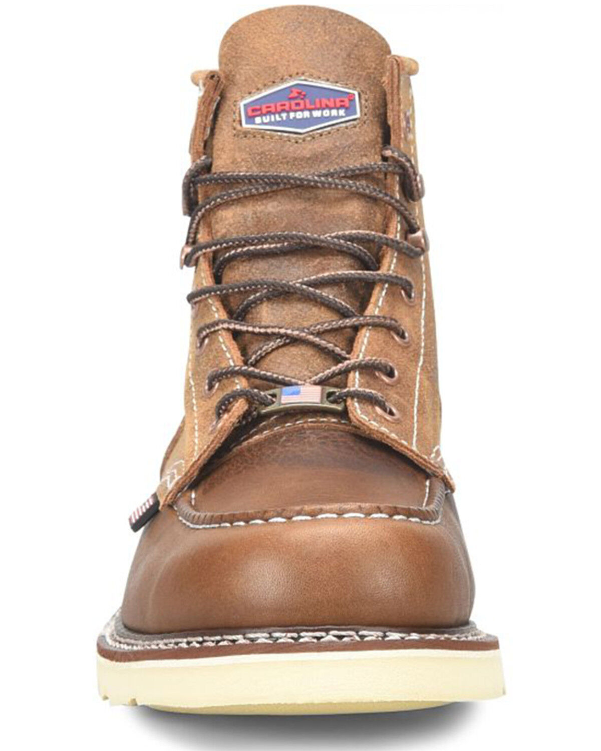 Image #4 - Carolina Men's AMP 6" Roughout Moc Work Boots - Steel Toe, Brown, hi-res
