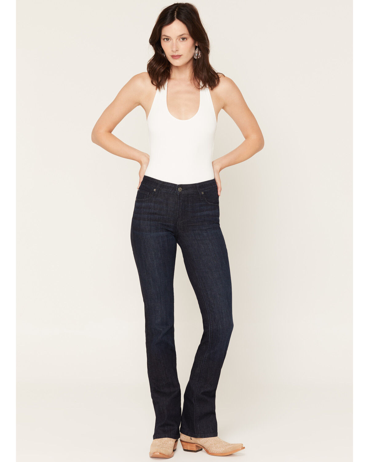 Haala Women's Deep Ocean Dark Wash Venice 38" Bootcut Stretch Denim Jeans, Dark Wash, hi-res