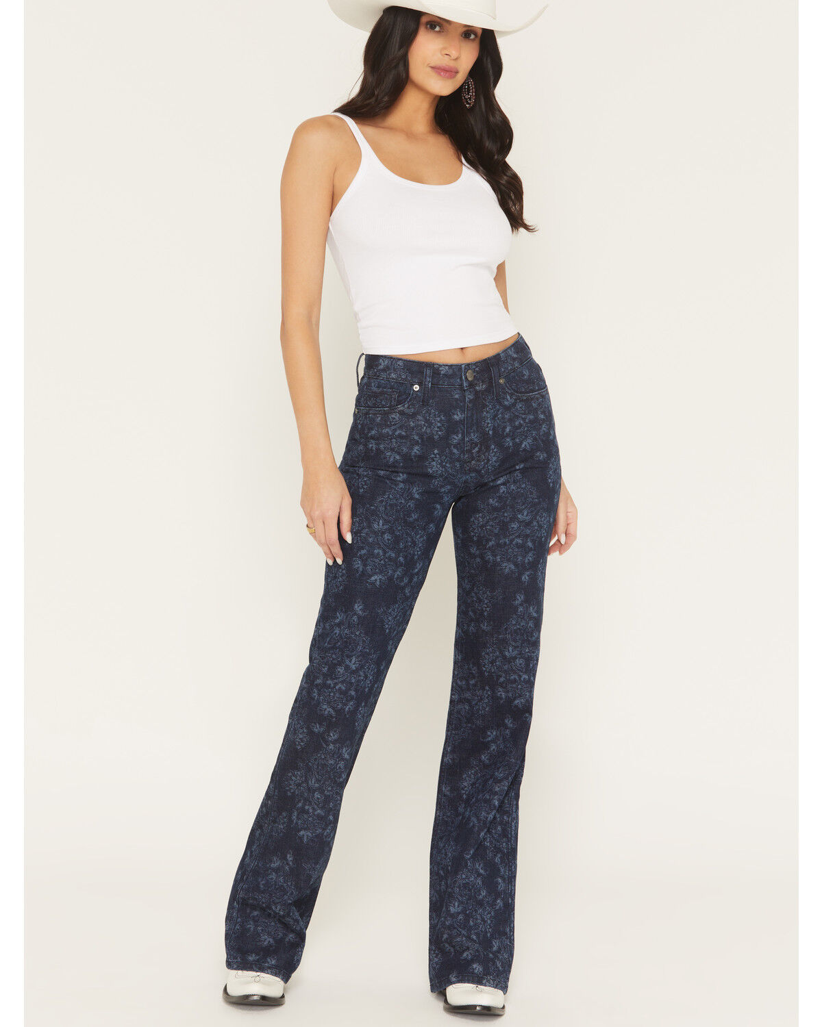 Image #2 - Shyanne Women's Lu Dark Wash Serena High Rise Slim Wide Leg Comfort Stretch Denim Jeans, Dark Wash, hi-res