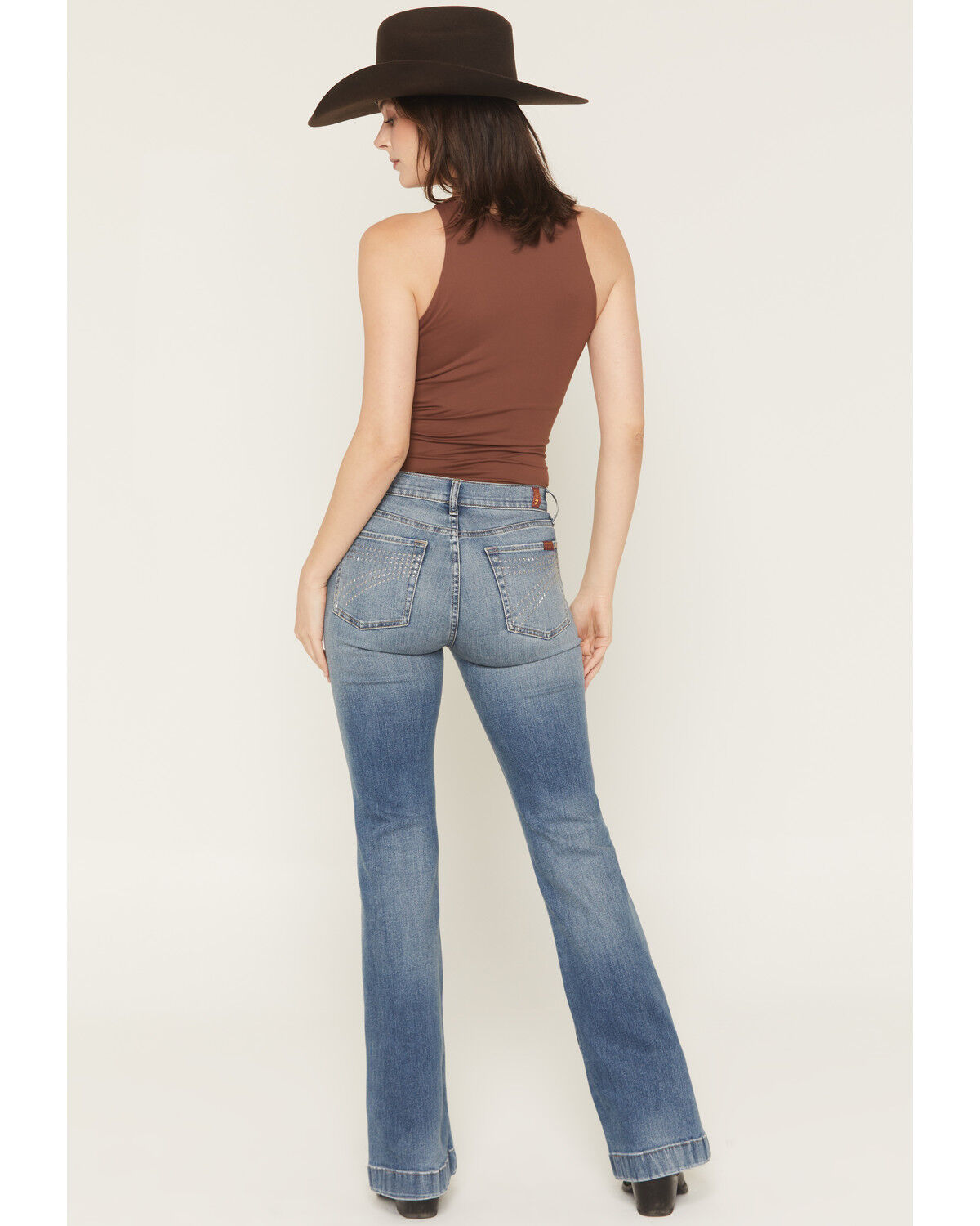 Image #3 - 7 For All Mankind Women's Faded Echo Medium Wash Mid Rise Dojo Trouser Stretch Denim Jeans, Medium Wash, hi-res