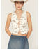 Image #1 - Ashley Women's Boot Barn Exclusive Rodeo Print Tie-Front Denim Vest, Cream, hi-res