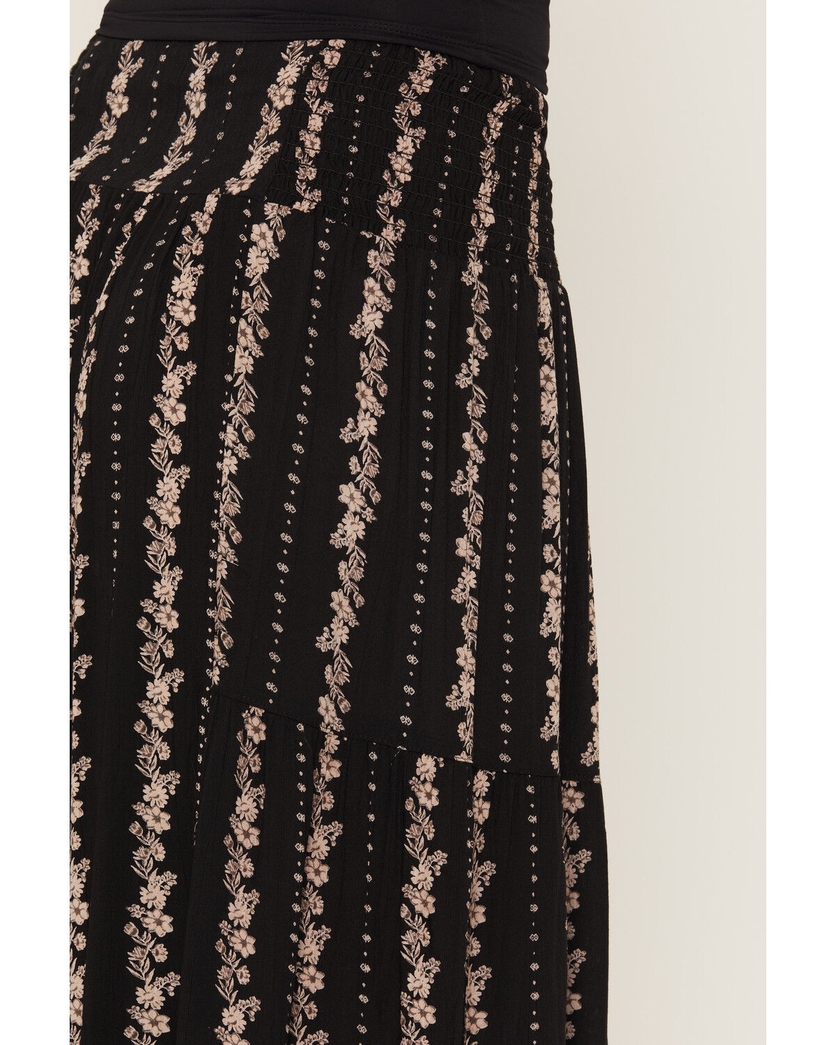 Image #4 - Angie Women's Floral Print Wide Leg Pants, Black, hi-res