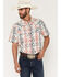 Image #1 - RANK 45&reg; Men's RODEOTEK&trade; 2.0 Everglades Southwestern Print Short Sleeve Snap Stretch Western Shirt, Red, hi-res