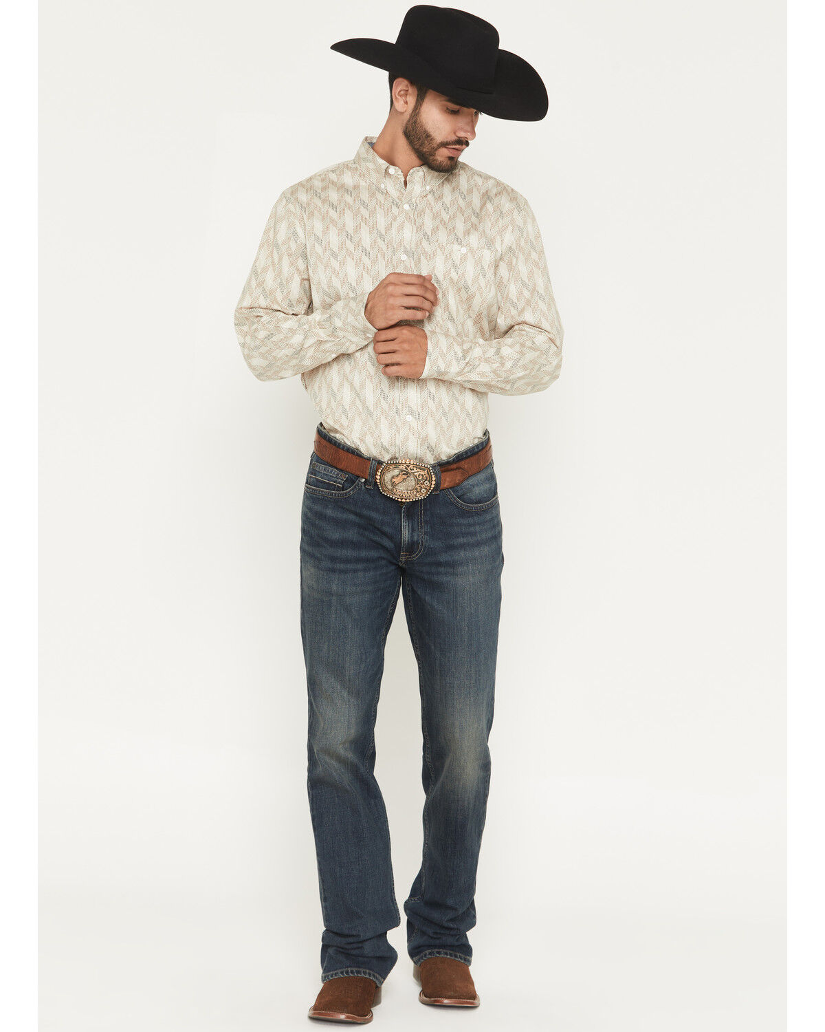 RANK 45&reg; Men's Roughstock Thunder Wash Trigger Slim Bootcut Durable Stretch Denim Jeans, Dark Wash, hi-res